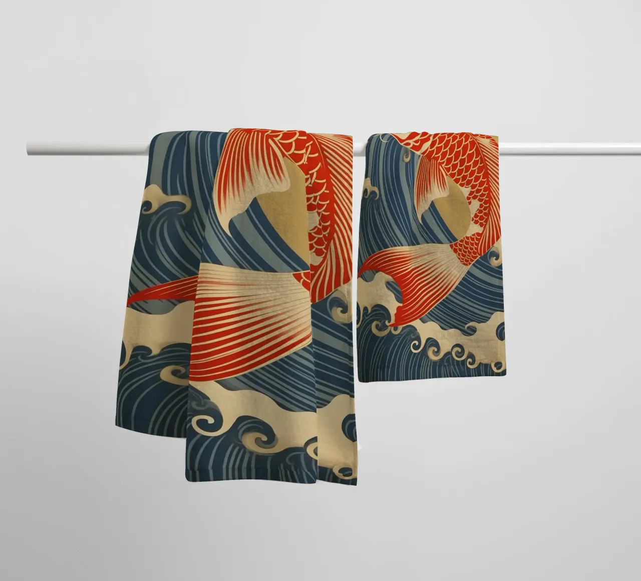 Carpa koi giapponese rossa e oro | stile giapponese asciugamano da bagno da Autofocus