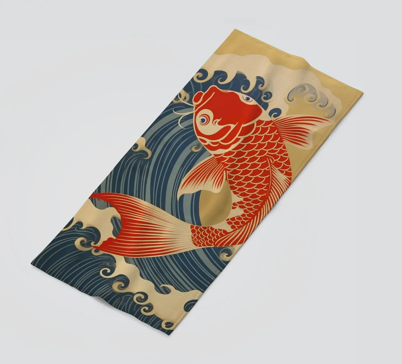 Carpa koi giapponese rossa e oro | stile giapponese telo mare da Autofocus