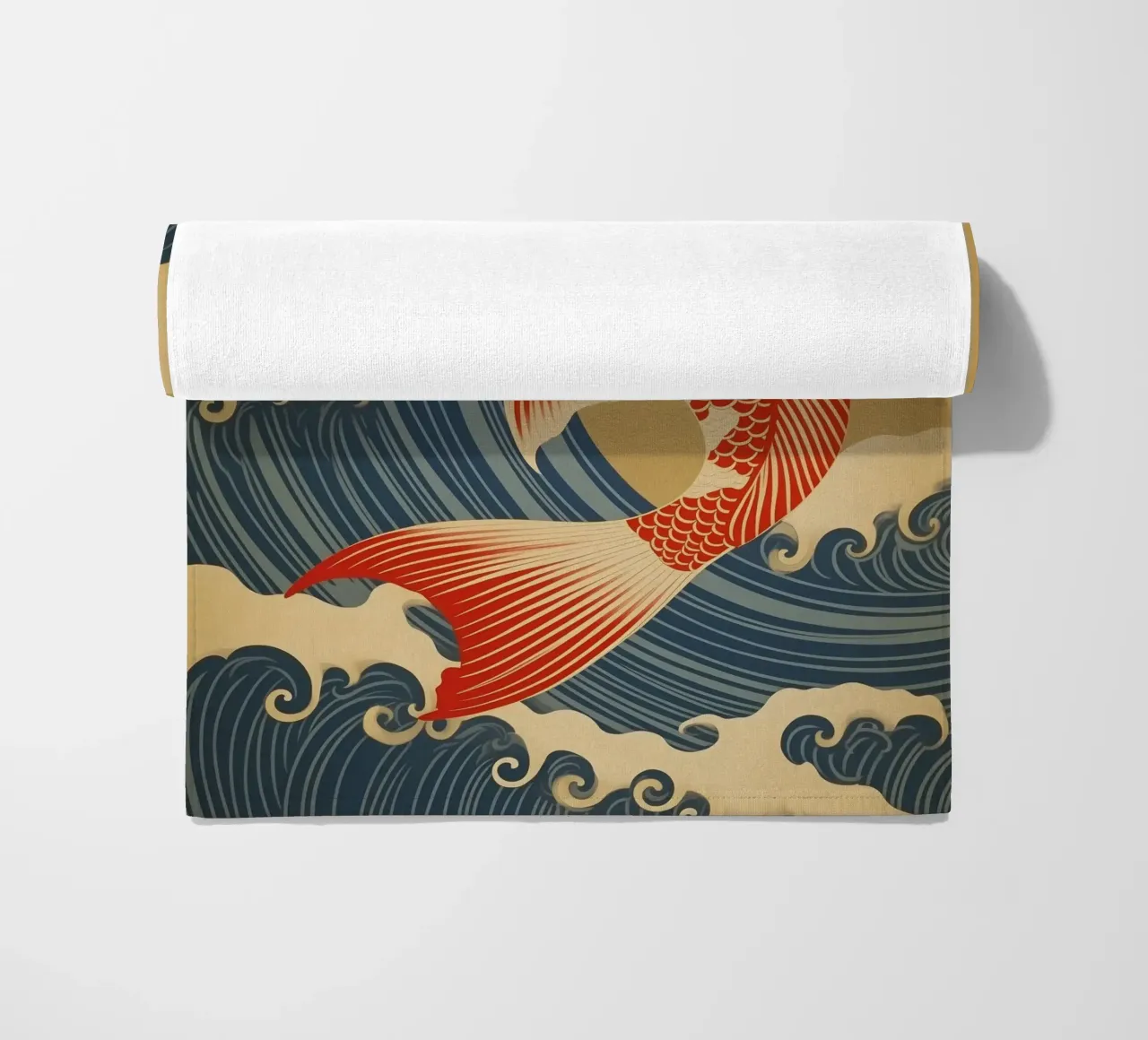 Carpa koi giapponese rossa e oro | stile giapponese telo mare da Autofocus