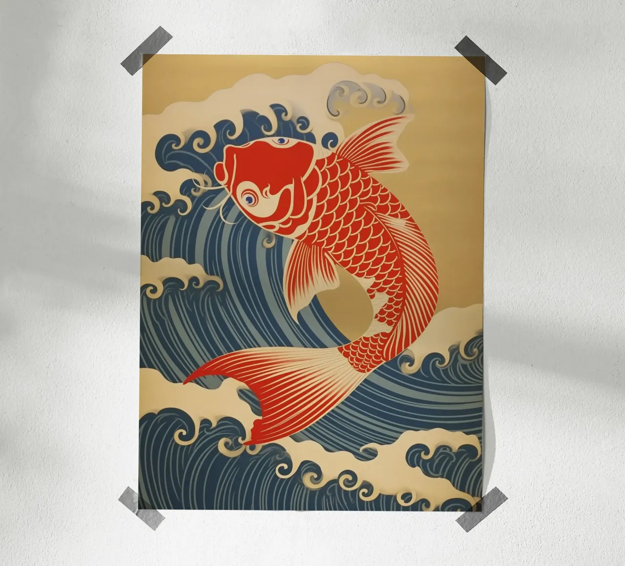 Carpa koi giapponese rossa e oro | stile giapponese carta hahnemühle da Autofocus
