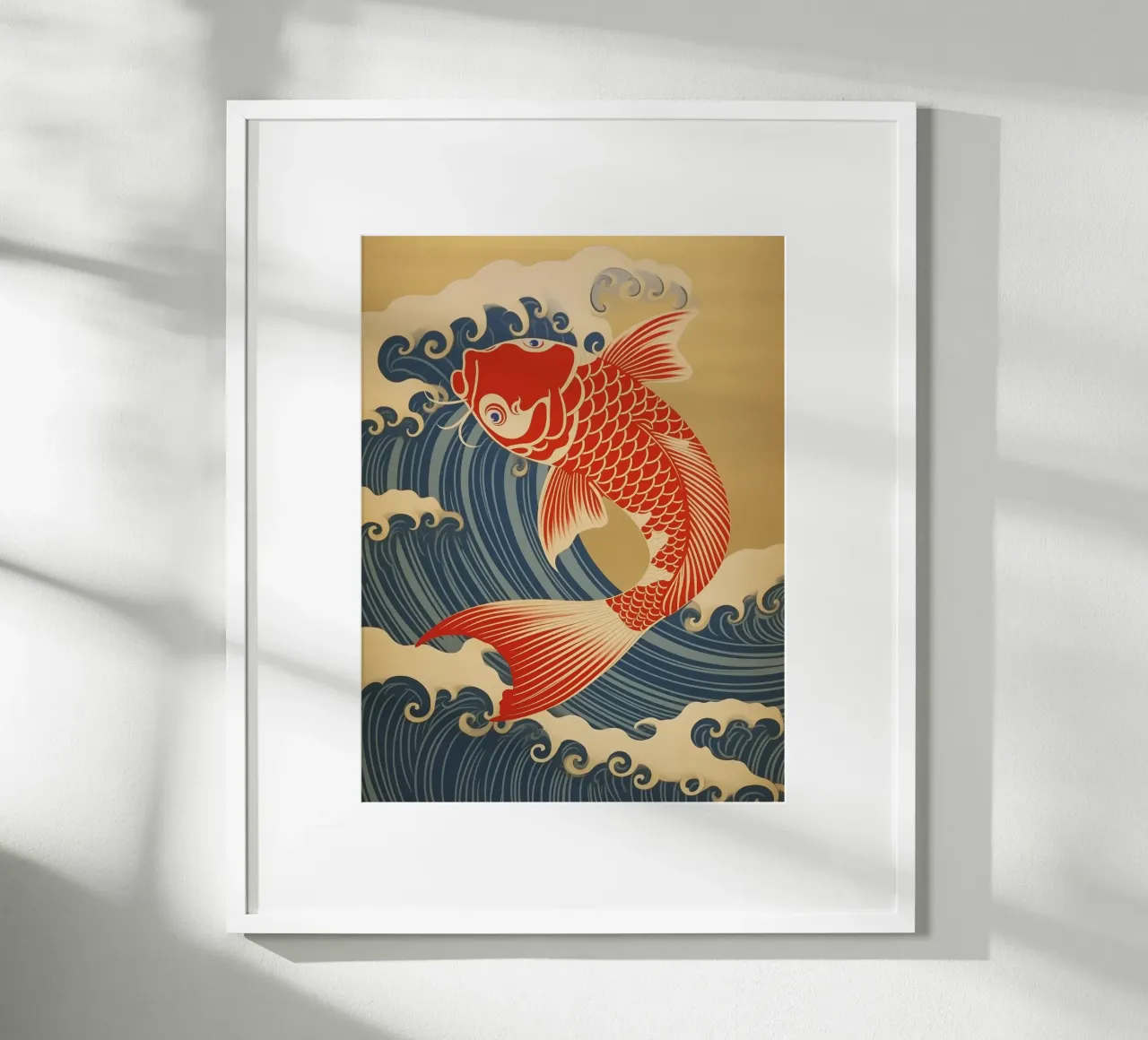 Carpa koi giapponese rossa e oro | stile giapponese carta hahnemühle da Autofocus
