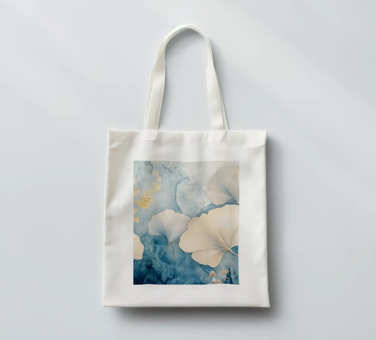 Ginko in blu e beige borsa in juta da Art-Nouveau-Dsg