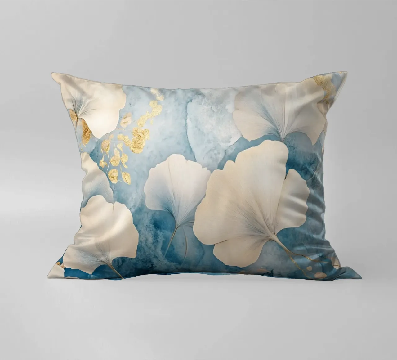 Ginko in blu e beige cuscino da Art-Nouveau-Dsg