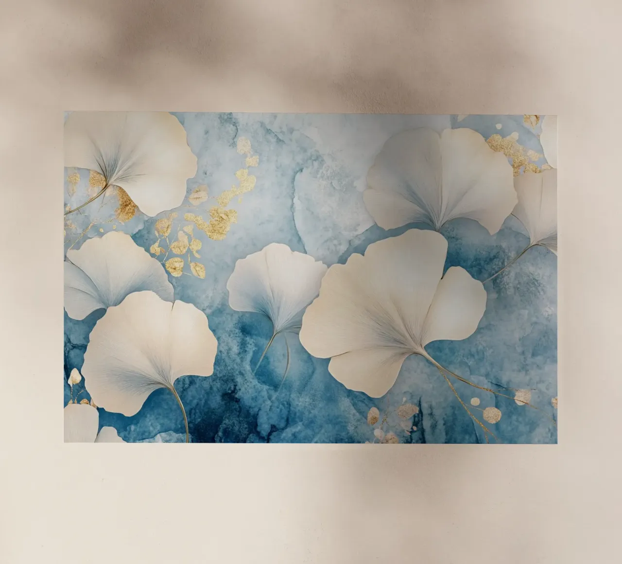 Ginko in blu e beige pellicola backlit da Art-Nouveau-Dsg