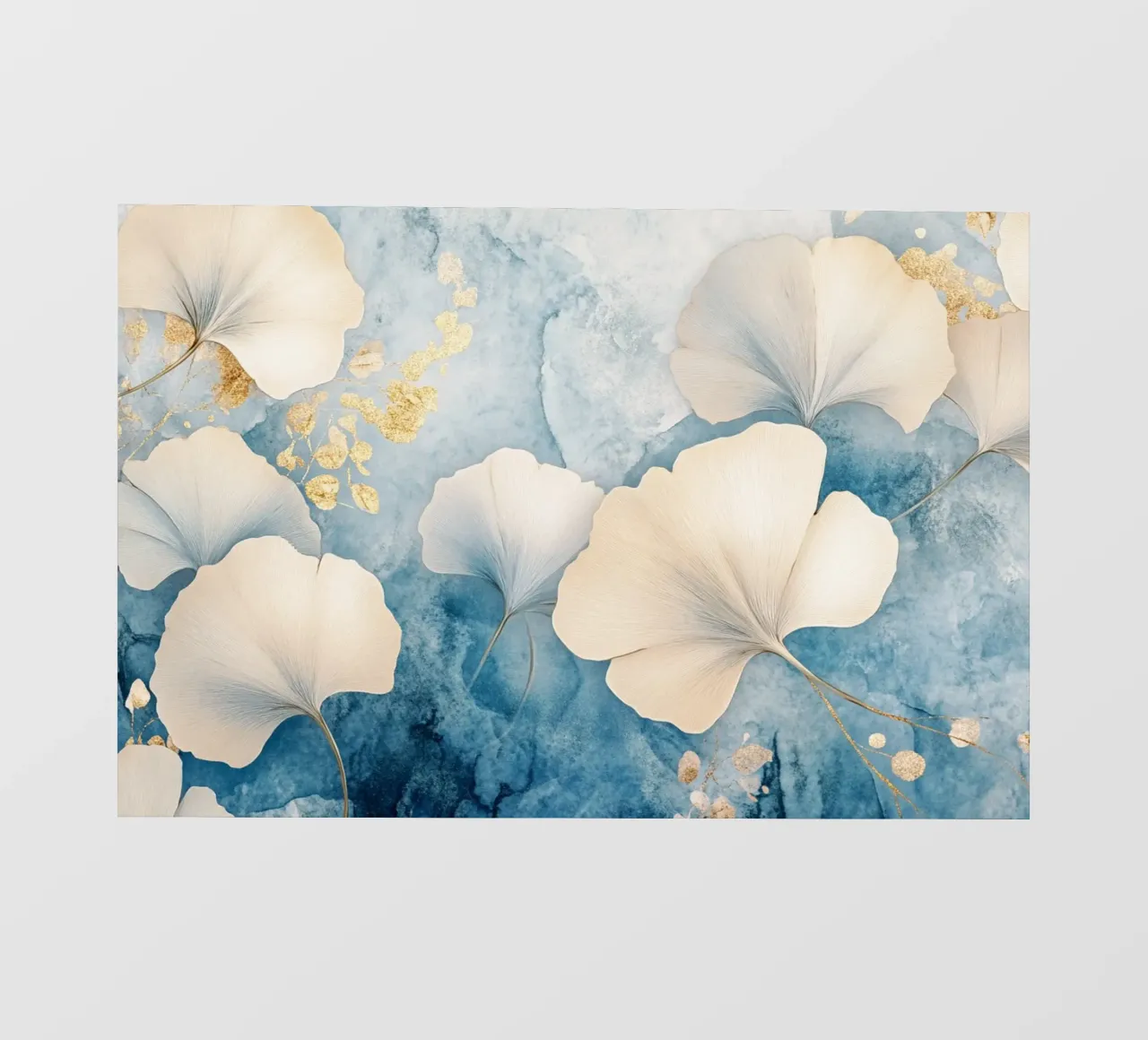 Ginko in blu e beige telo in pvc da Art-Nouveau-Dsg