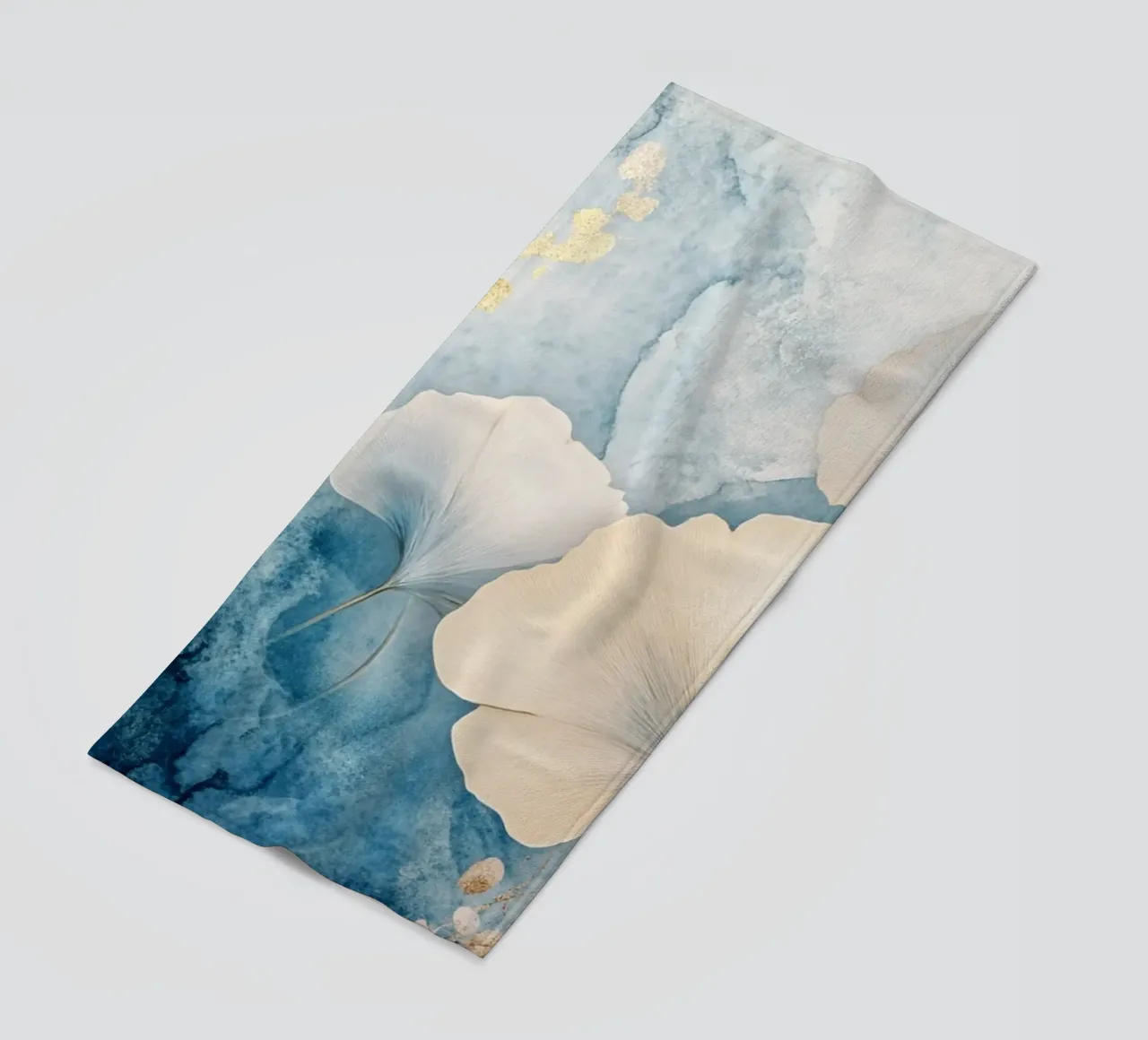 Ginko in blu e beige telo mare da Art-Nouveau-Dsg