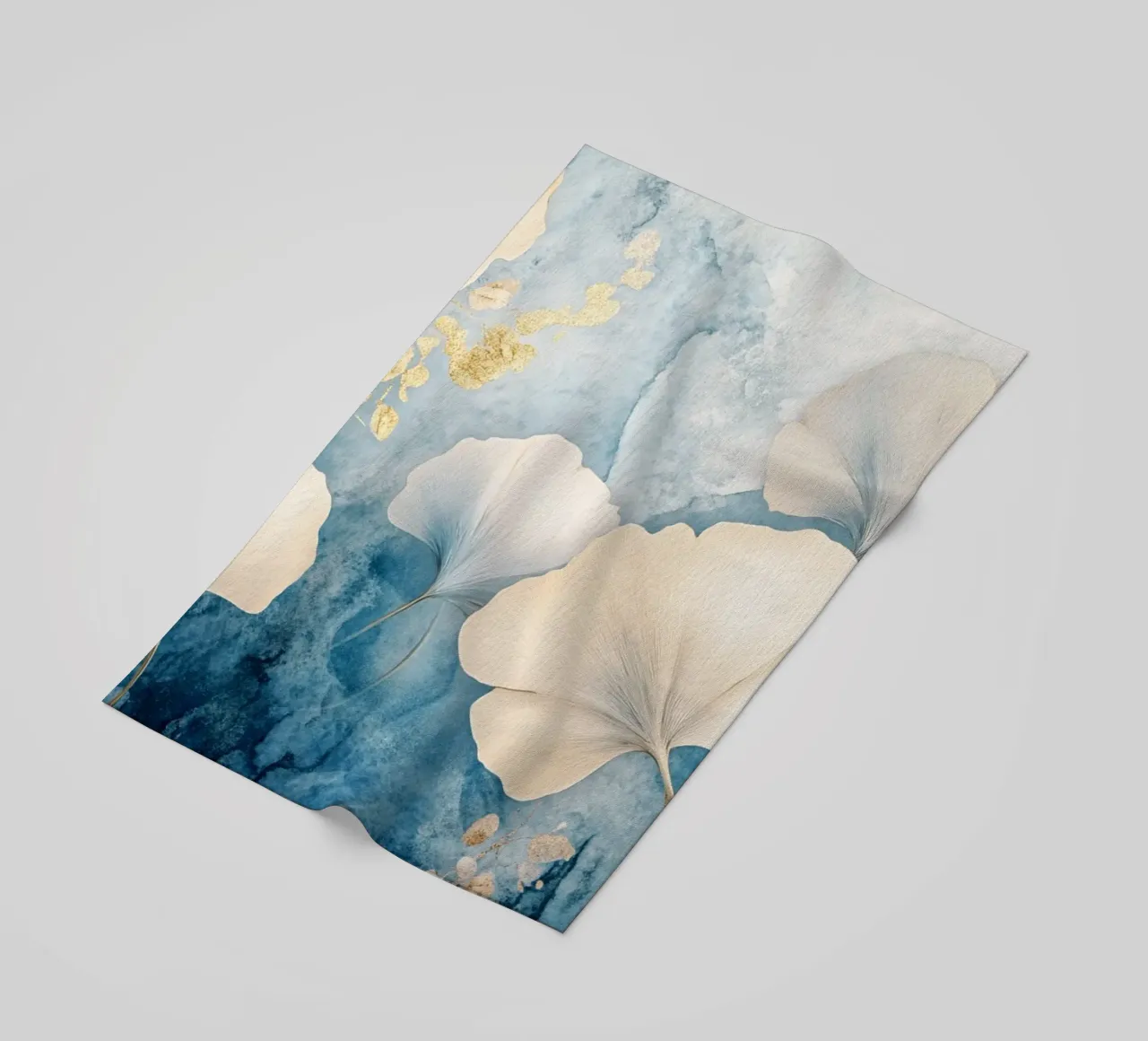 Ginko in blu e beige telo mare da Art-Nouveau-Dsg