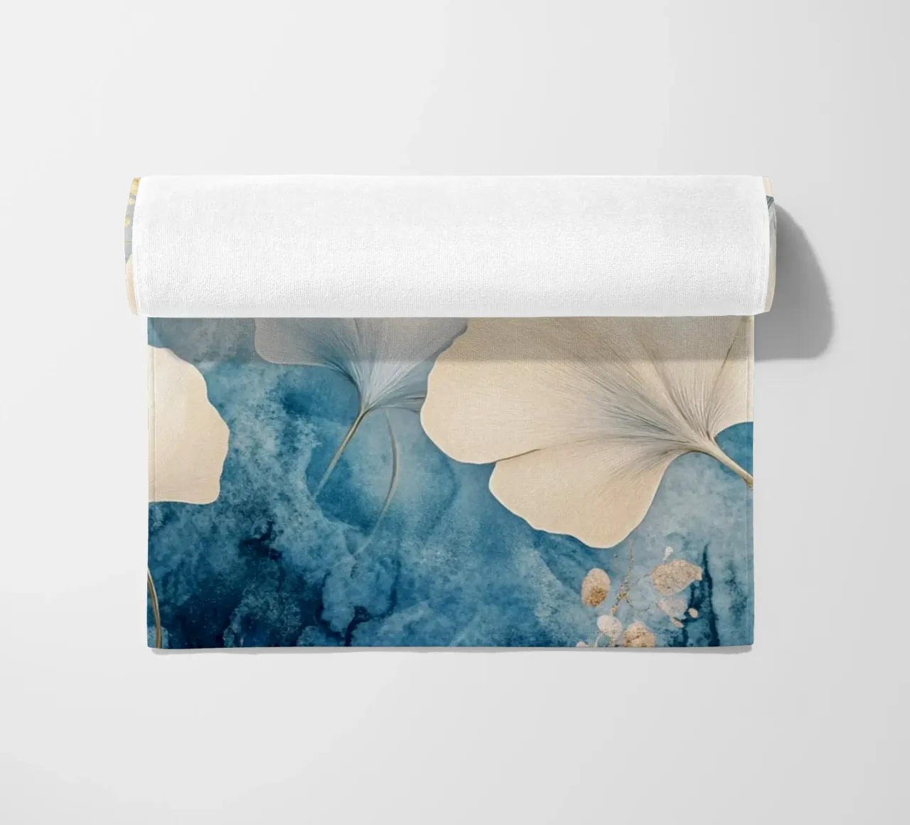 Ginko in blu e beige telo mare da Art-Nouveau-Dsg