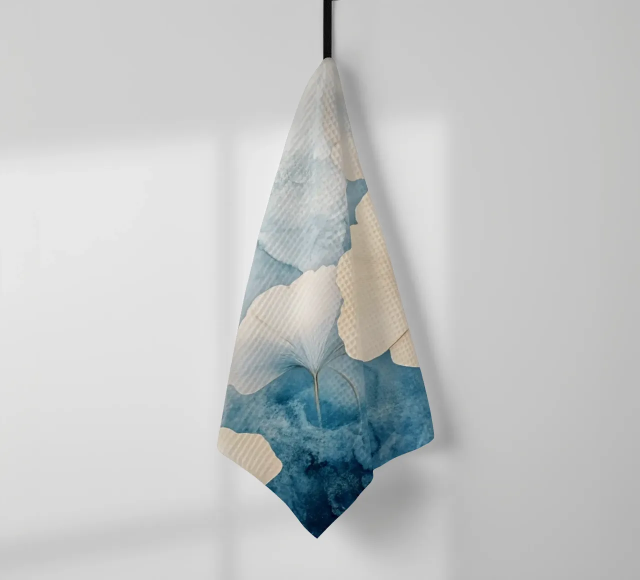 Ginko in blu e beige canovaccio da cucina da Art-Nouveau-Dsg
