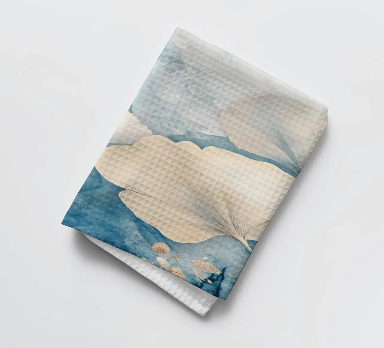 Ginko in blu e beige canovaccio da cucina da Art-Nouveau-Dsg