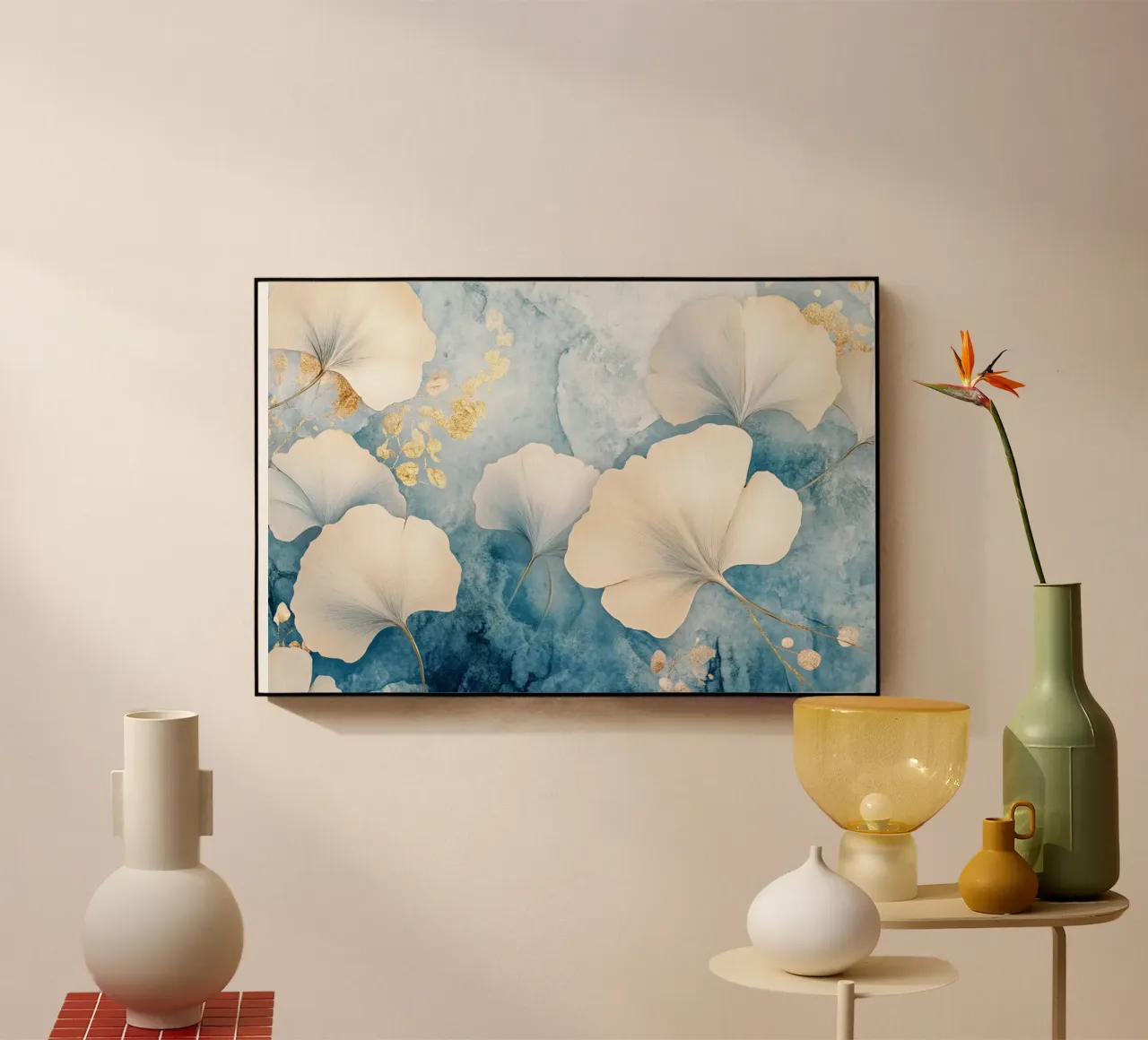 Ginko in blu e beige plexiglass da Art-Nouveau-Dsg