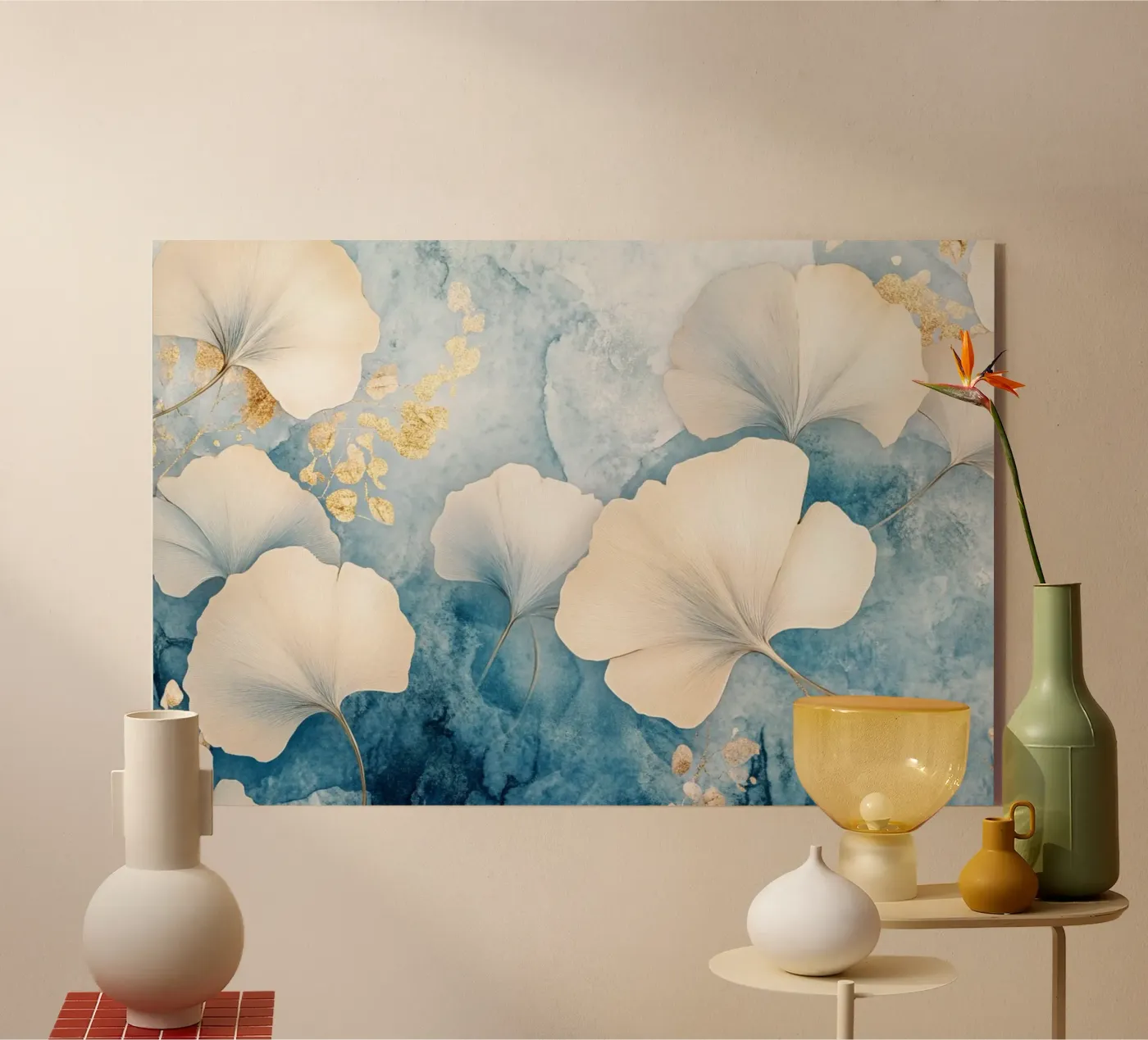 Ginko in blu e beige plexiglass da Art-Nouveau-Dsg