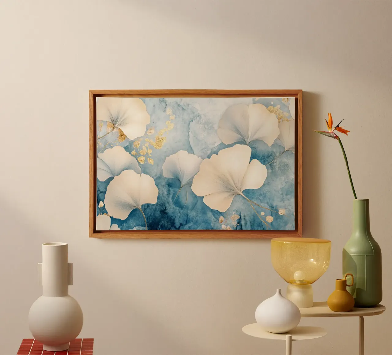 Ginko in blauw en beige canvas van Art-Nouveau-Dsg