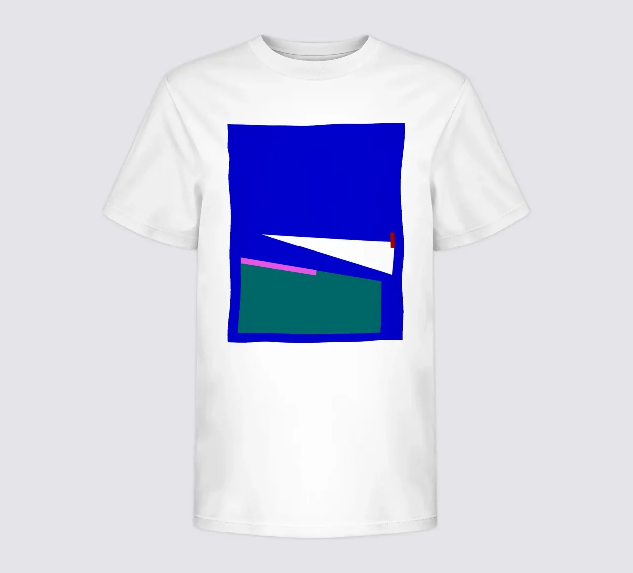 Composizione geometrica astratta blu, verde e rosa t-shirt bambini da Artbyvo