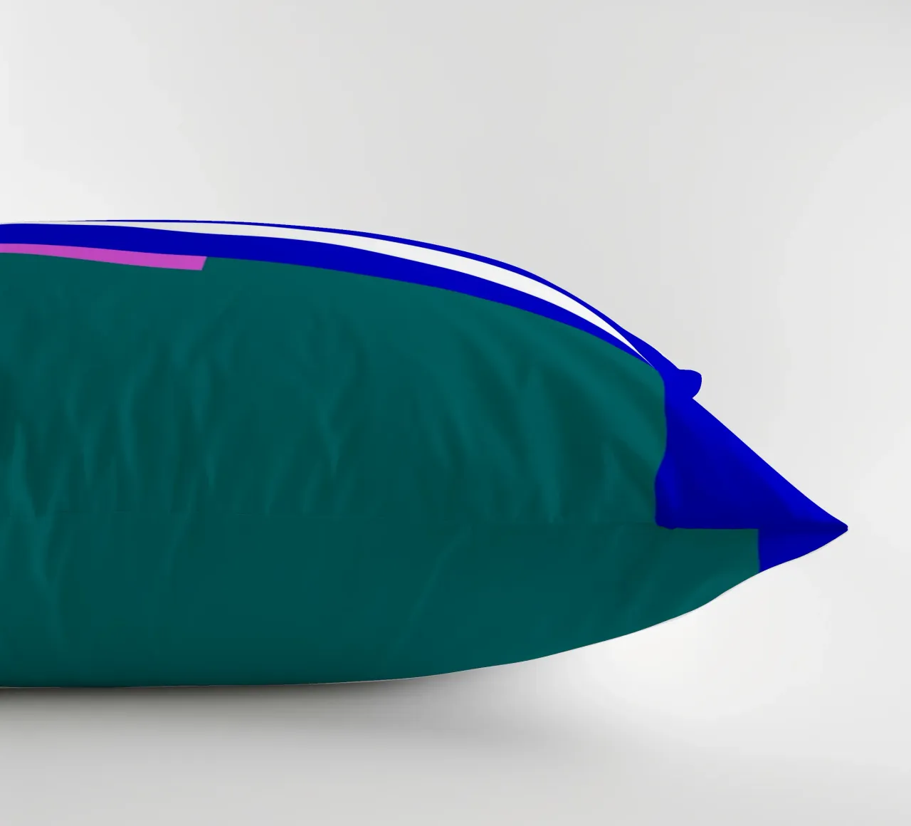 Composizione geometrica astratta blu, verde e rosa cuscino da Artbyvo