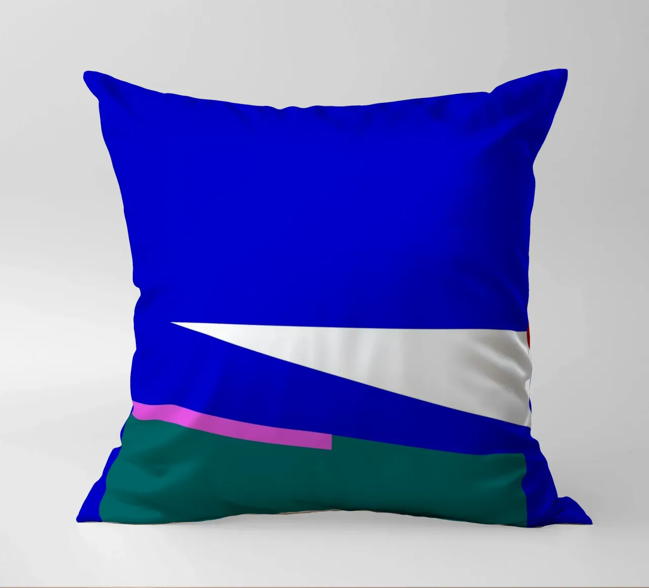 Composizione geometrica astratta blu, verde e rosa cuscino da Artbyvo