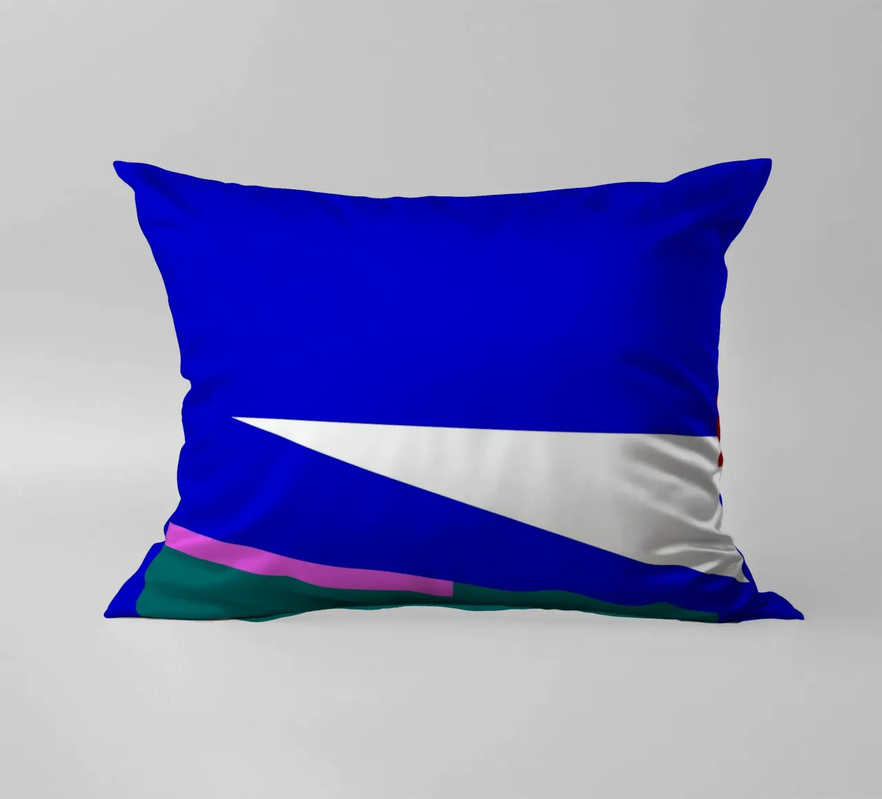 Composizione geometrica astratta blu, verde e rosa cuscino da Artbyvo