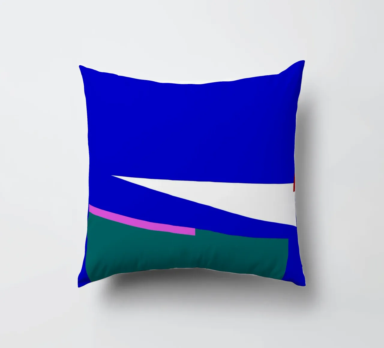 Composizione geometrica astratta blu, verde e rosa cuscino da Artbyvo