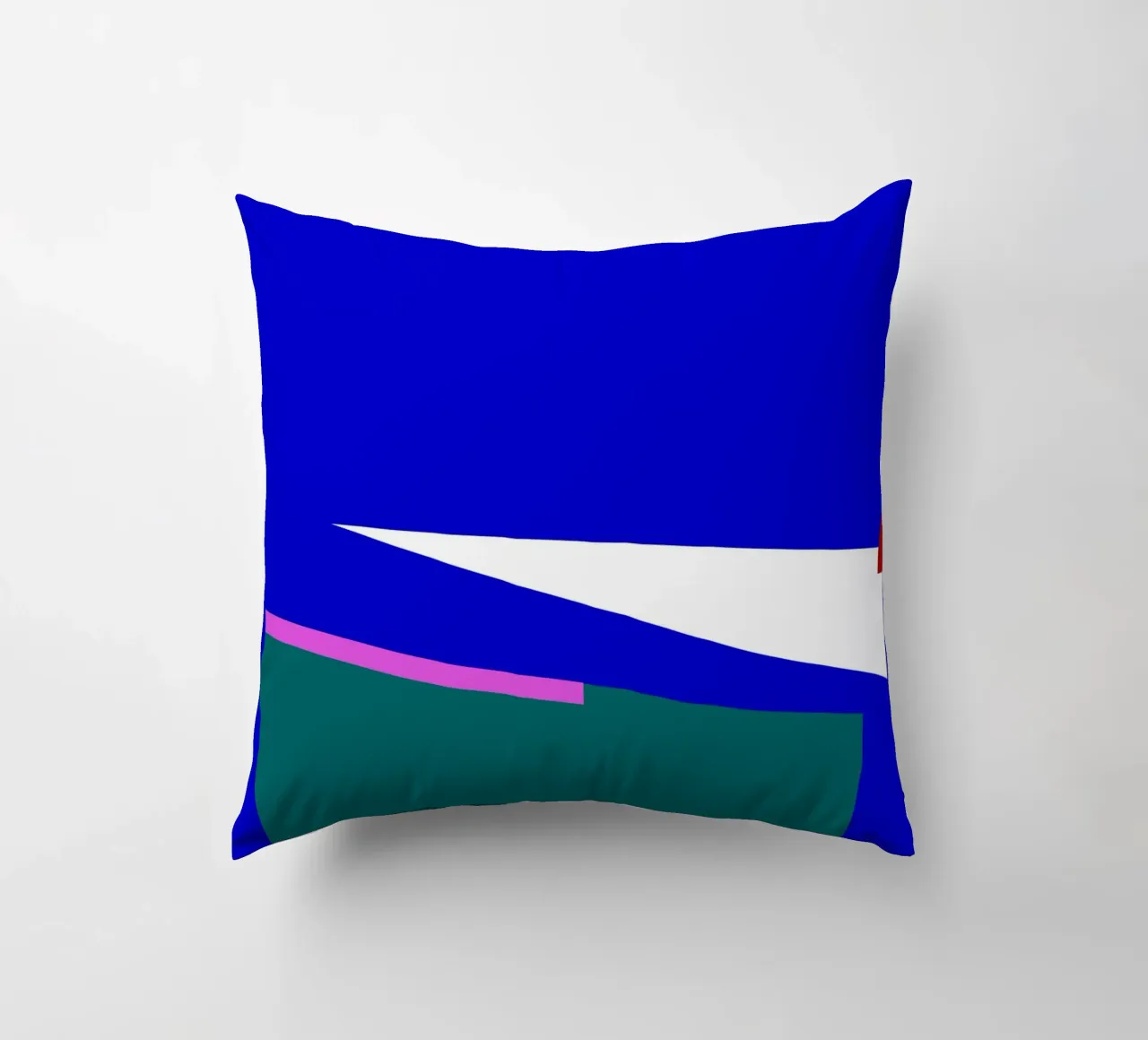 Composizione geometrica astratta blu, verde e rosa cuscino da Artbyvo