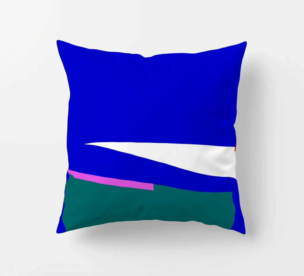 Composizione geometrica astratta blu, verde e rosa cuscino da Artbyvo