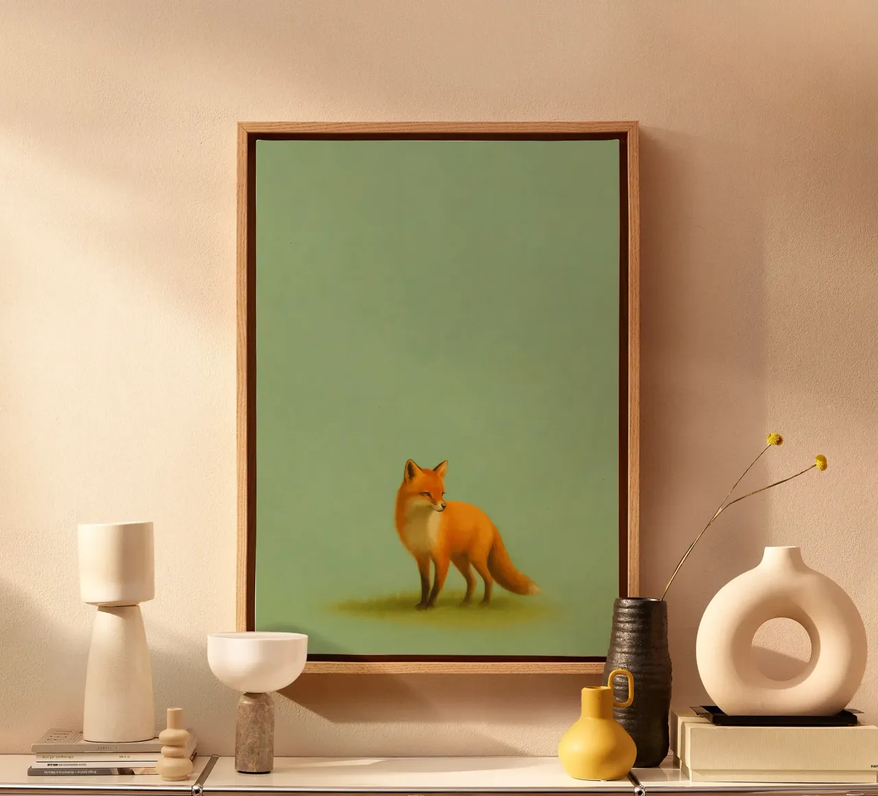 Serene Fox Illustration canvas met Baklijst van Mosaic Dialogue