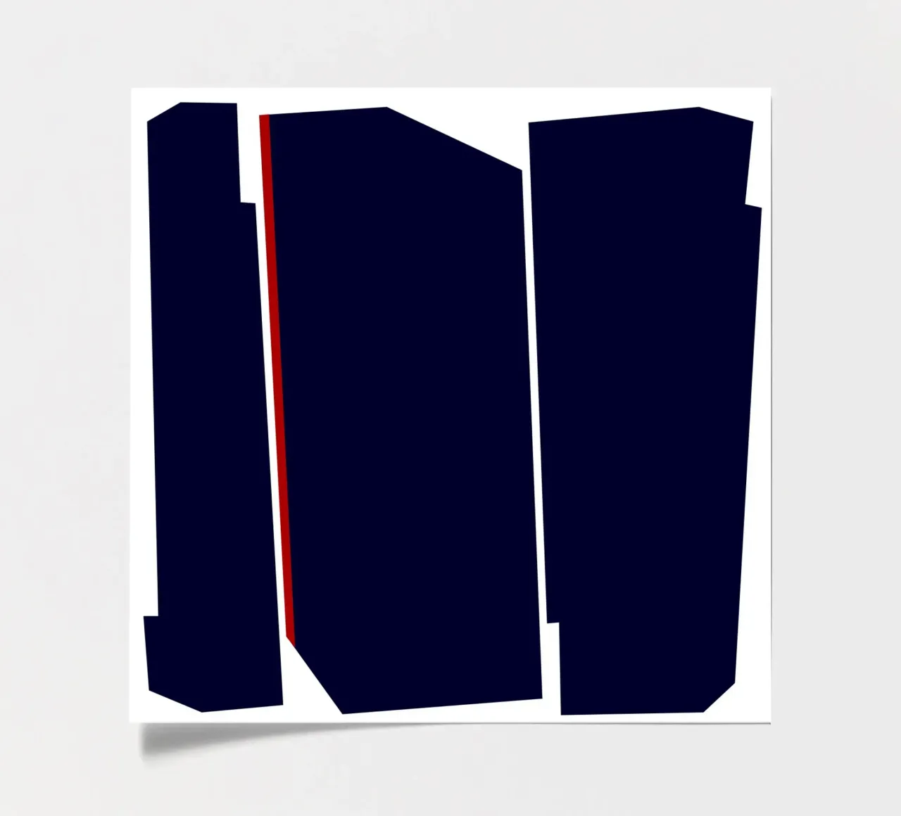 Forme geometriche con linea rossa, blu scuro foglio adesivo da Artbyvo