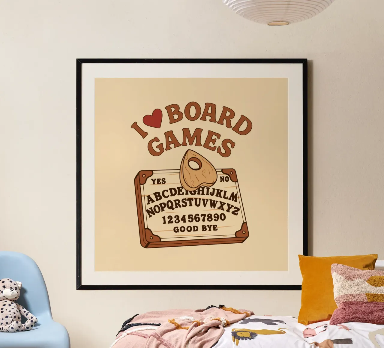 Me encantan los juegos de mesa poster con marco de madera de Loobs