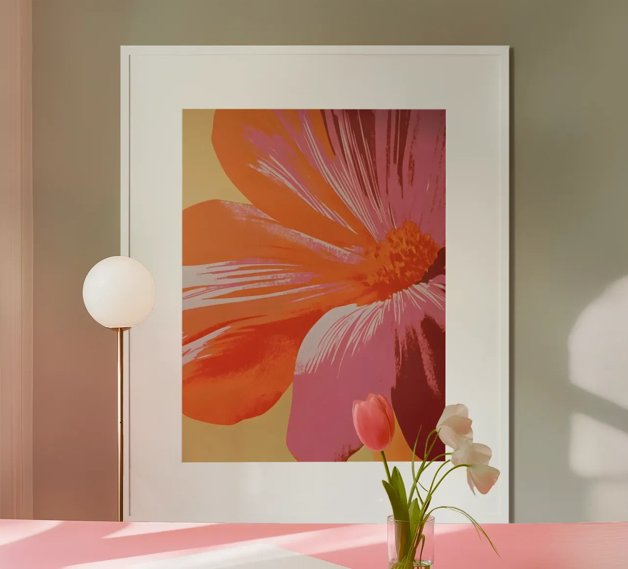 Pink and Orange Flower poster con telaio in alluminio da Gypsy Galleria