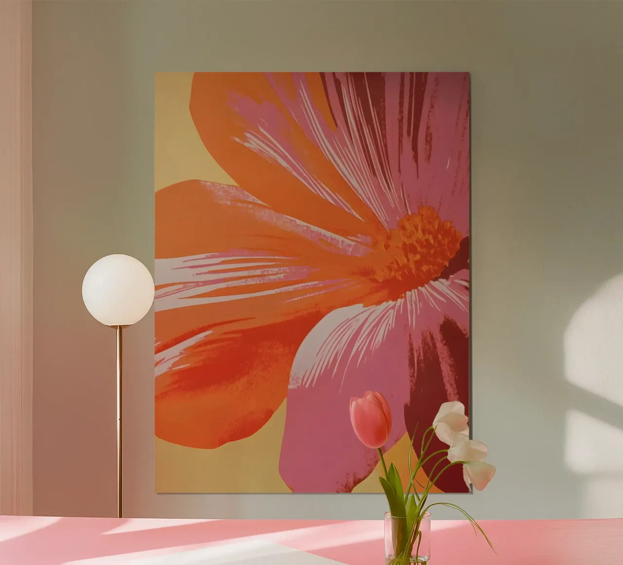 Pink and Orange Flower poster con telaio in alluminio da Gypsy Galleria