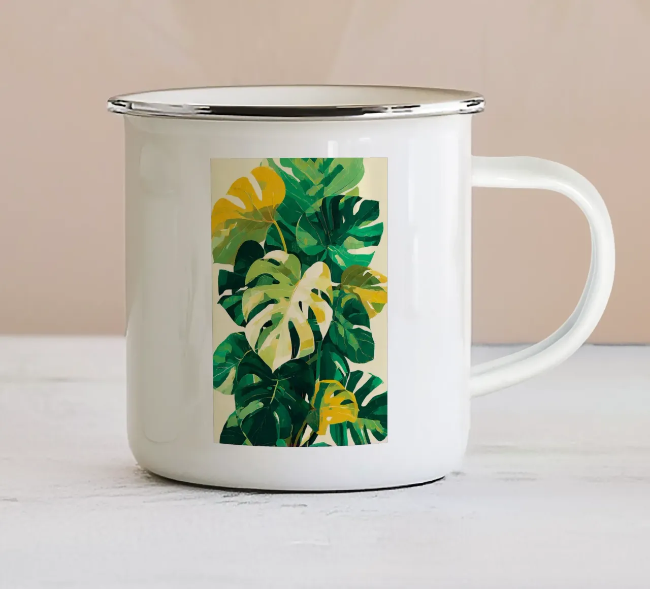 Leaves Tropical G tazza in smalto da Mateo