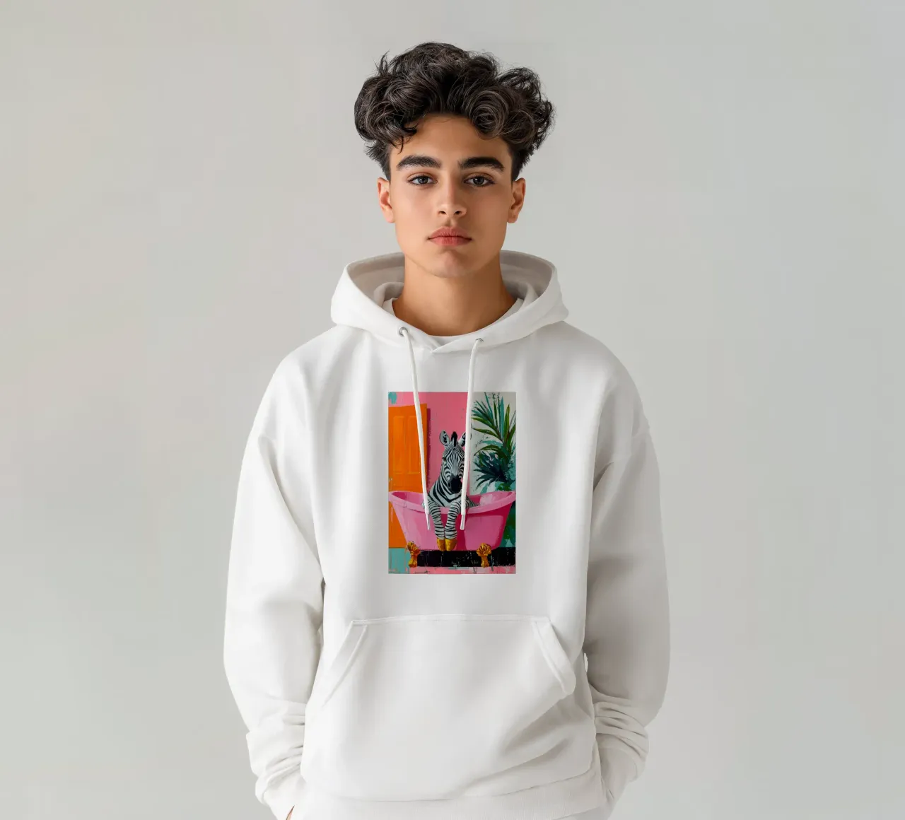 Zebra in bagno felpa con cappuccio da Justyna Jaszke JBJart