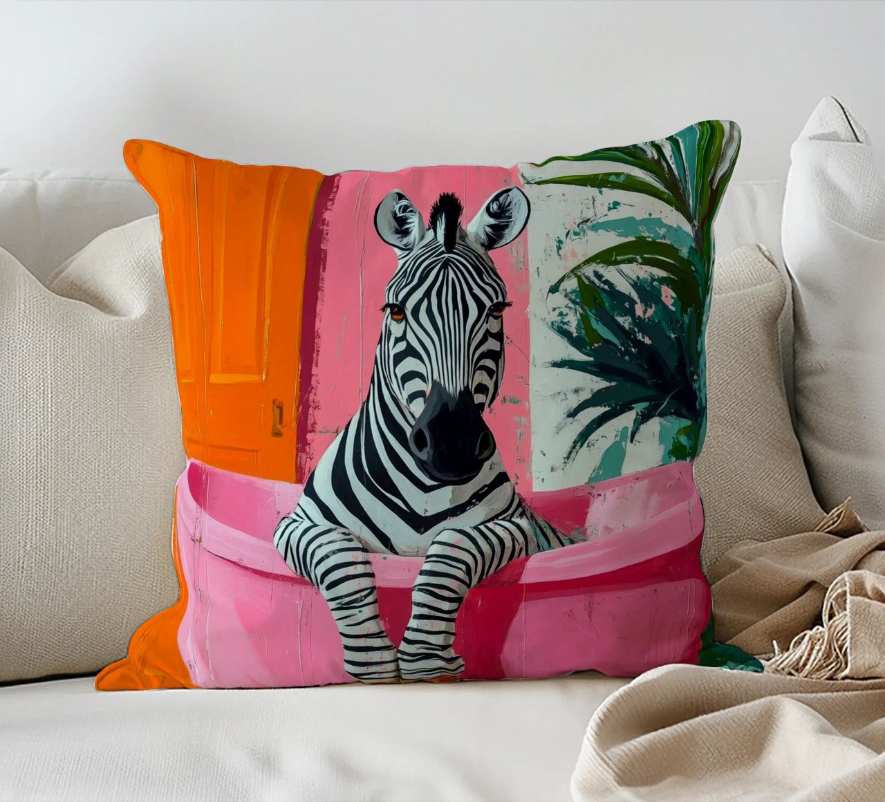 Zebra in bagno cuscino da Justyna Jaszke JBJart
