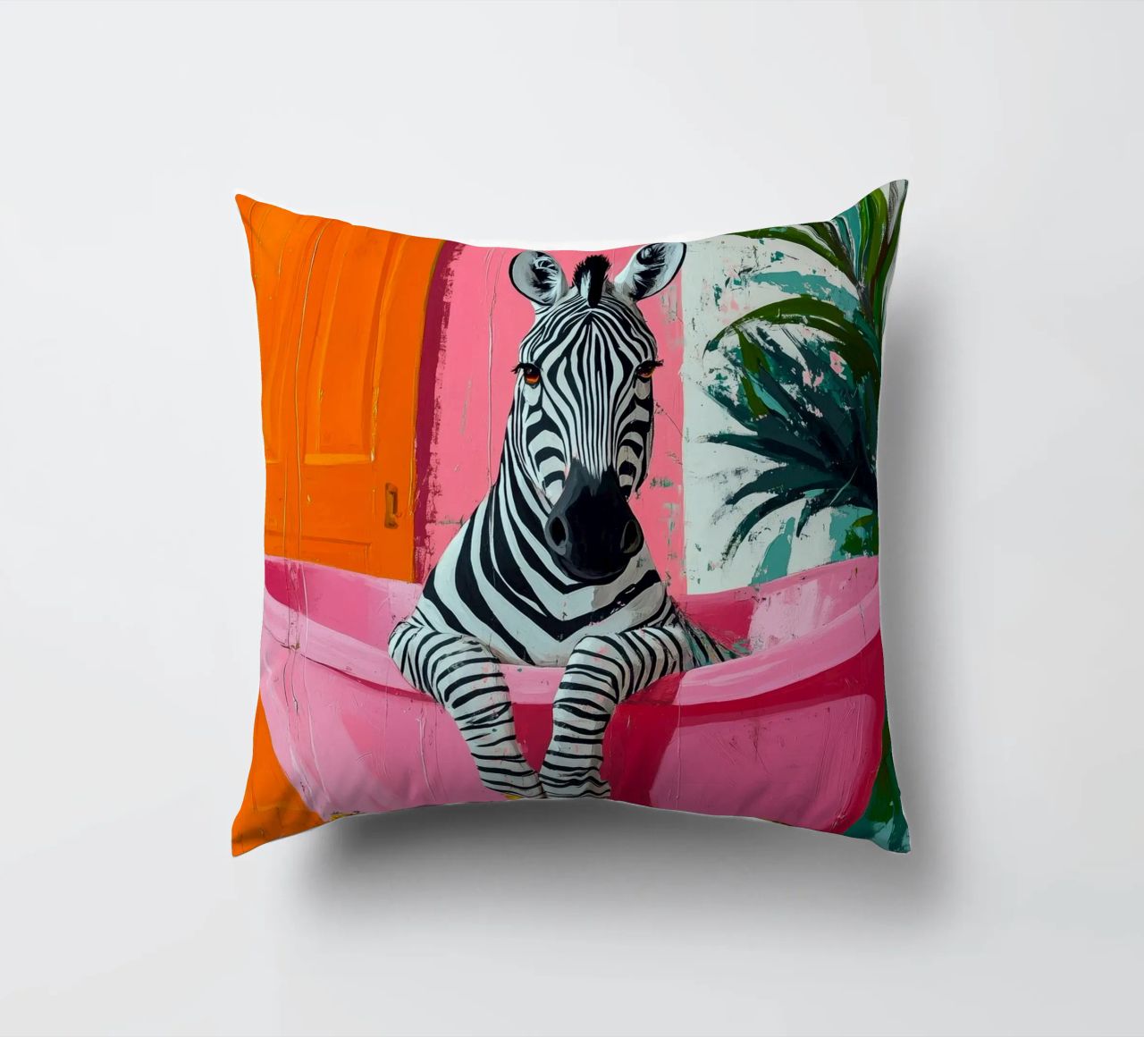 Zebra in bagno cuscino da Justyna Jaszke JBJart
