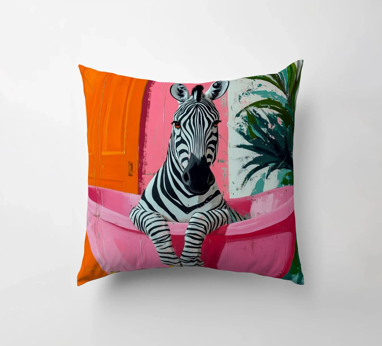 Zebra in bagno cuscino da Justyna Jaszke JBJart