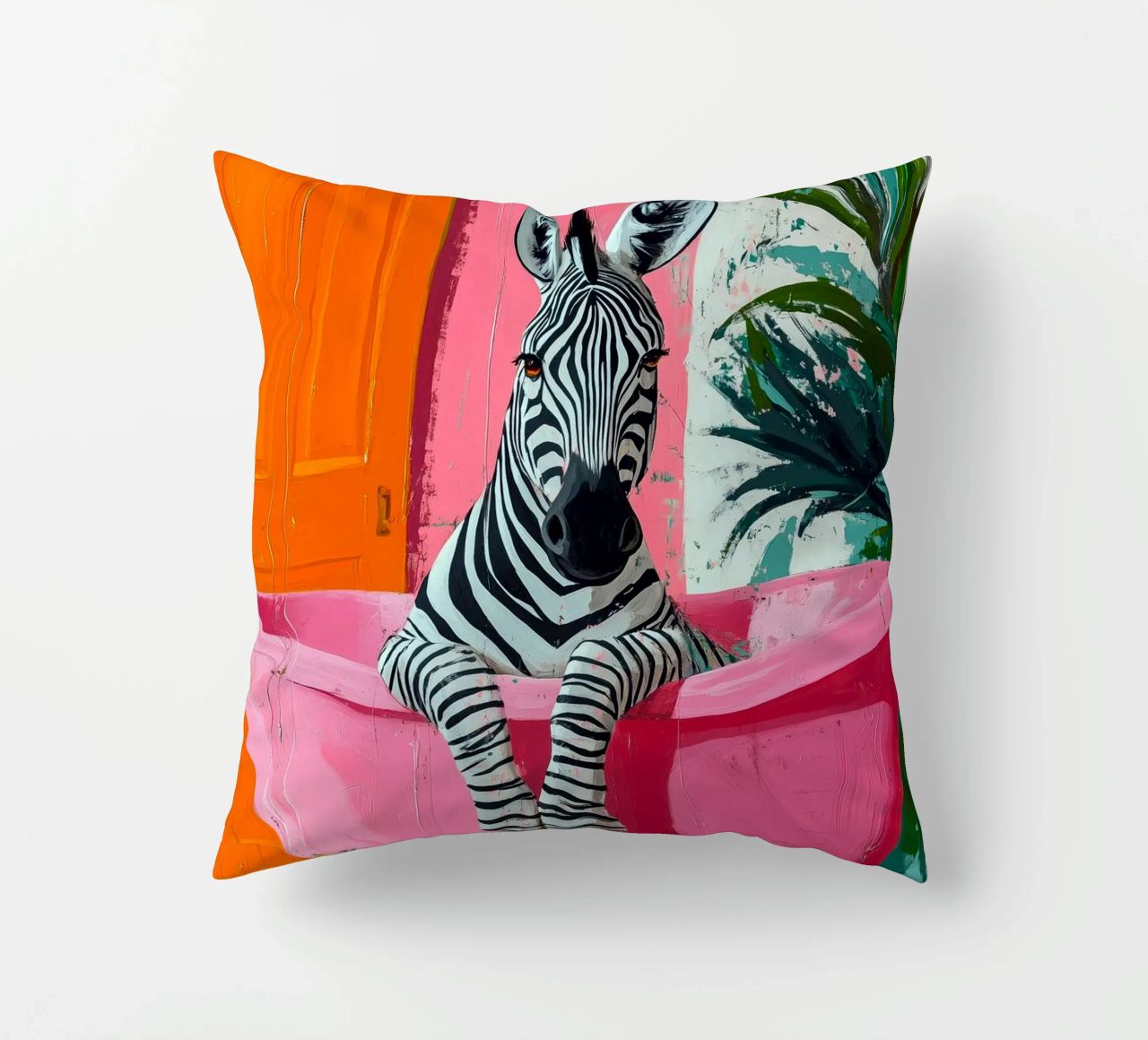 Zebra in bagno cuscino da Justyna Jaszke JBJart