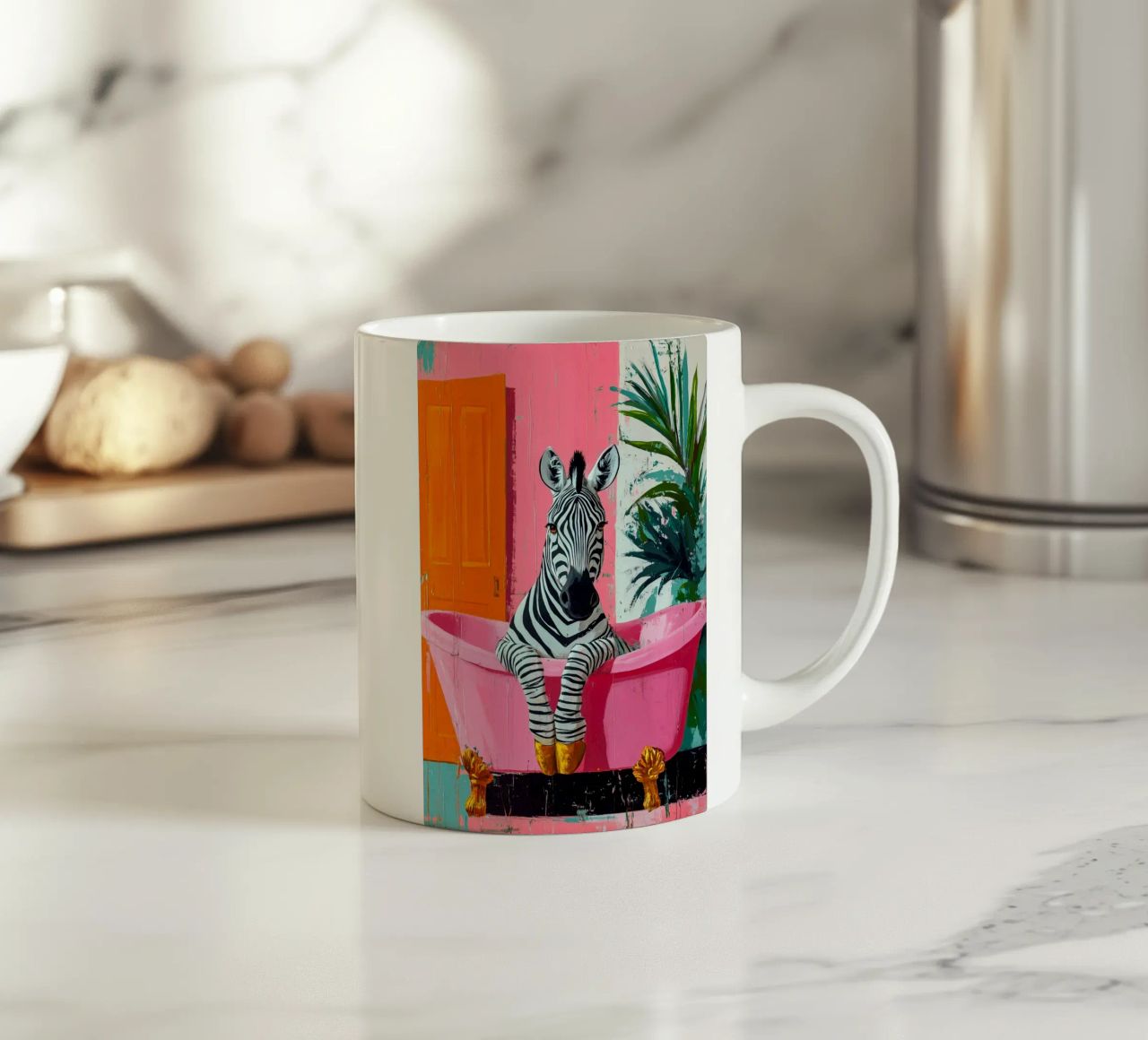 Zebra in bagno tazza in ceramica da Justyna Jaszke JBJart