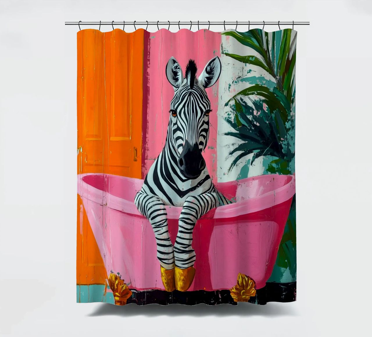 Zebra im Badezimmer Duschvorhang von Justyna Jaszke JBJart