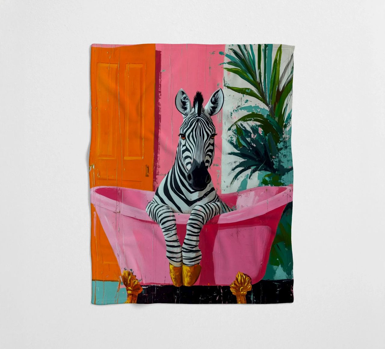 Zebra in bagno coperta in pile da Justyna Jaszke JBJart