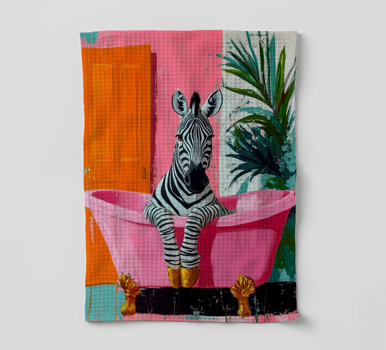Zebra in bagno canovaccio da cucina da Justyna Jaszke JBJart