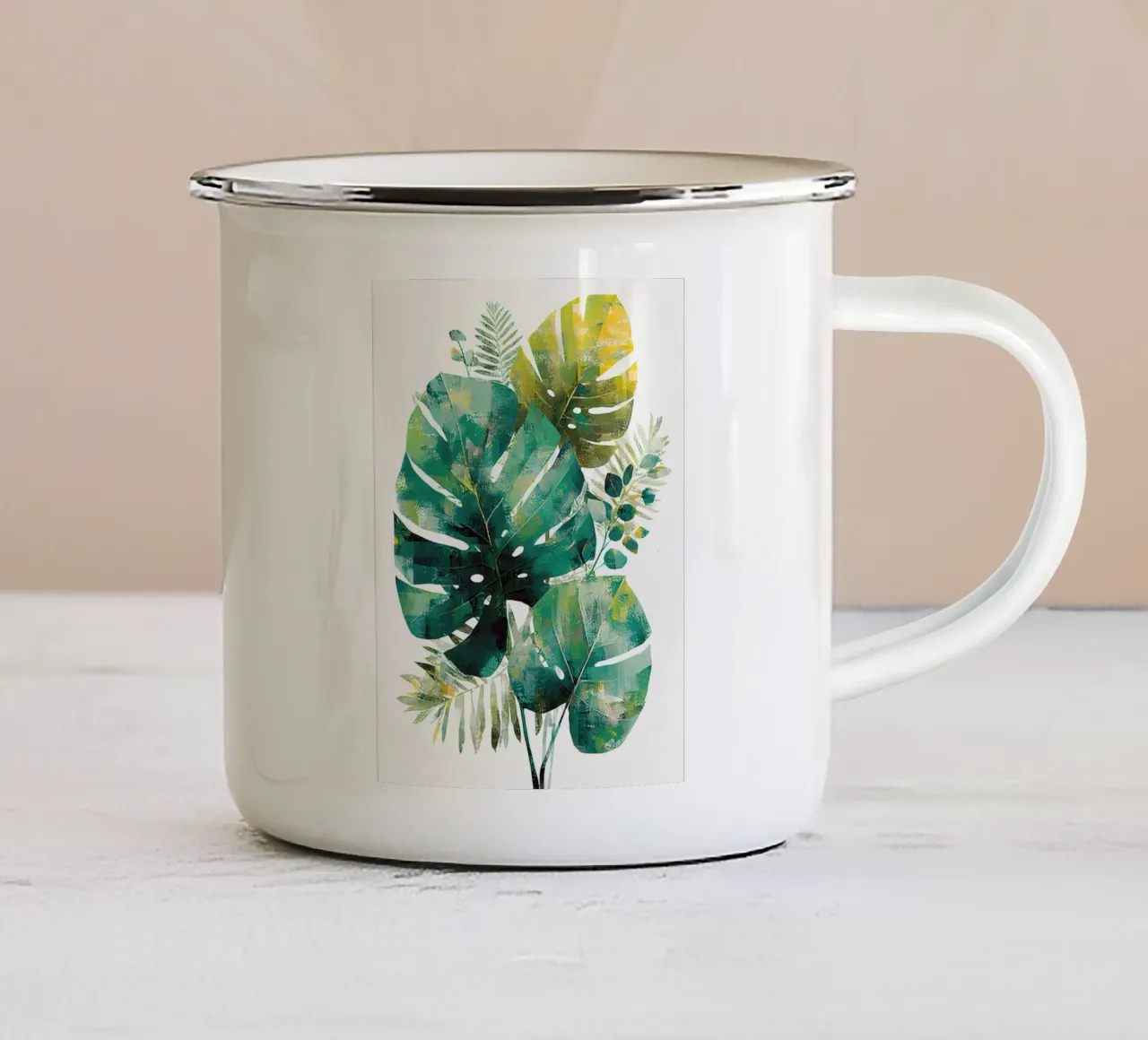 Leaves Tropical H tazza in smalto da Mateo