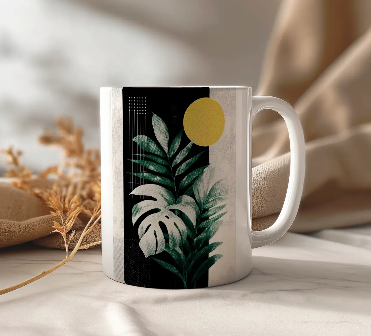 Leaves Tropical Palm Monstera B tazza in ceramica da Mateo