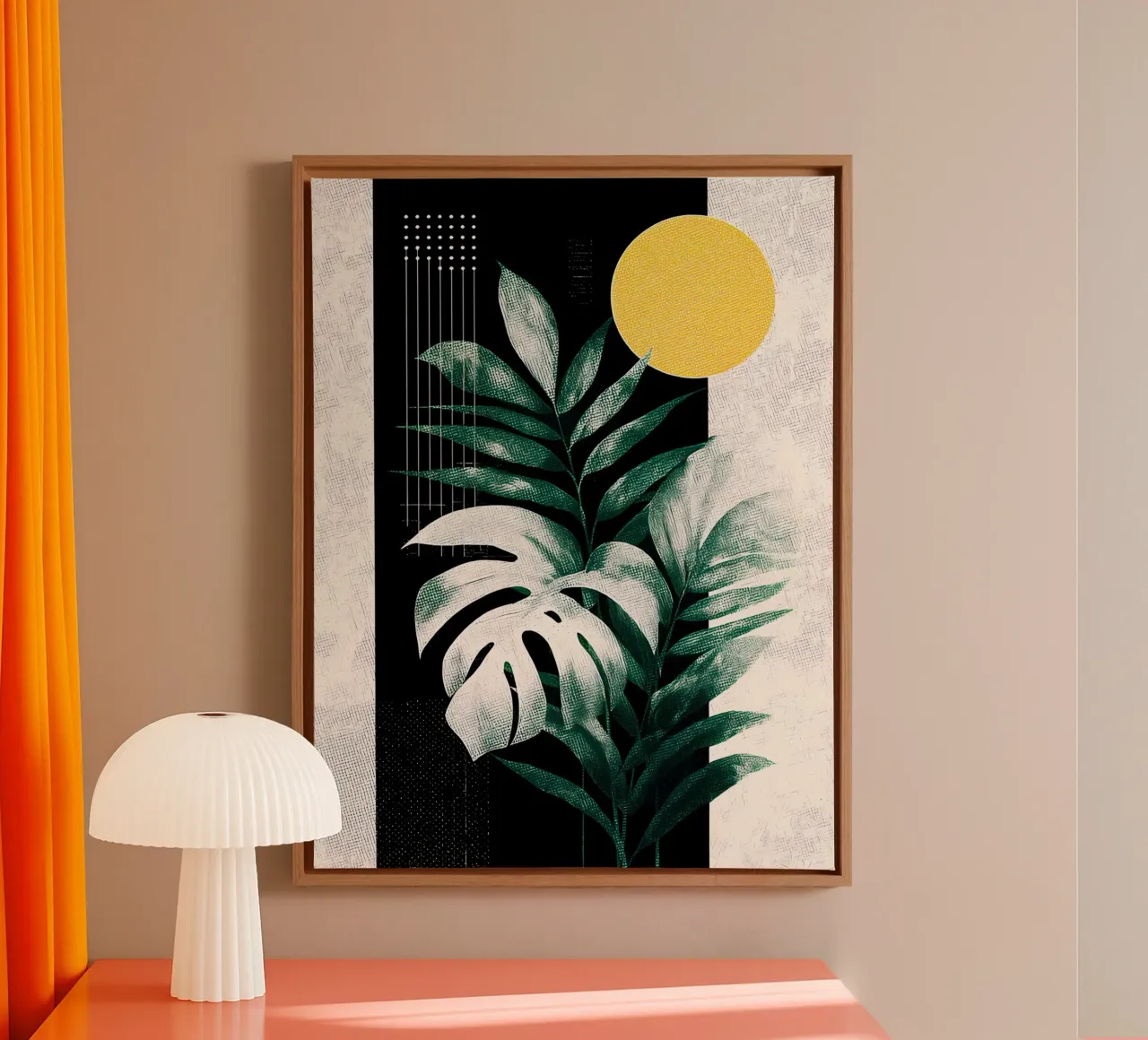 Leaves Tropical Palm Monstera B tela con Cornice a cassetta da Mateo