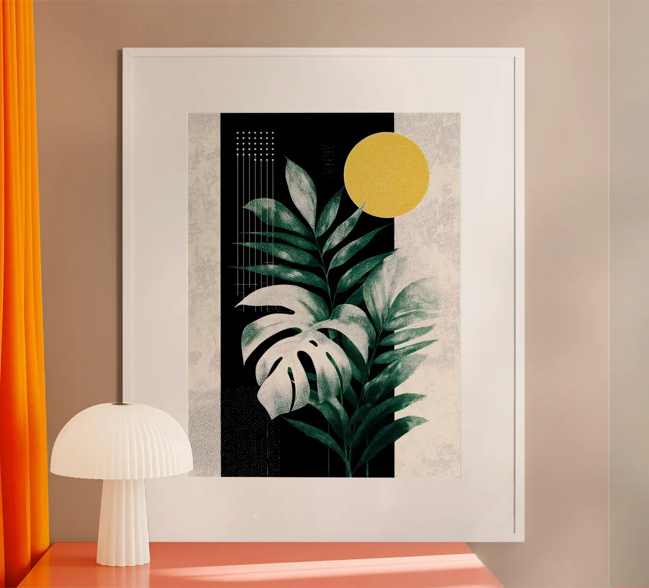 Leaves Tropical Palm Monstera B poster con telaio in legno da Mateo