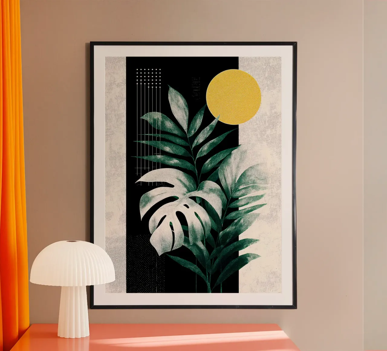 Leaves Tropical Palm Monstera B poster con telaio in legno da Mateo