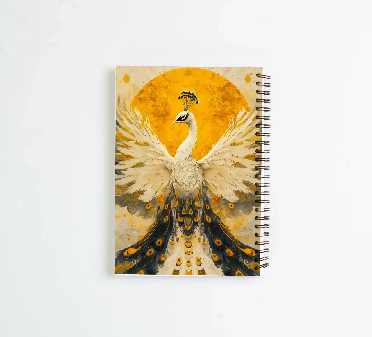 Gold peacock spiral notebook by Justyna Jaszke JBJart