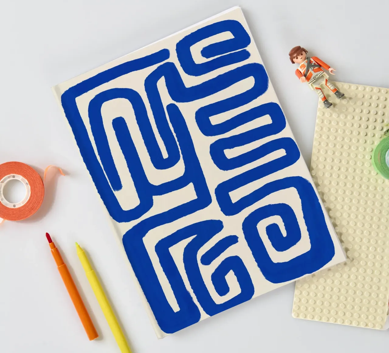 Blue line art 03 notebook by Little Dean