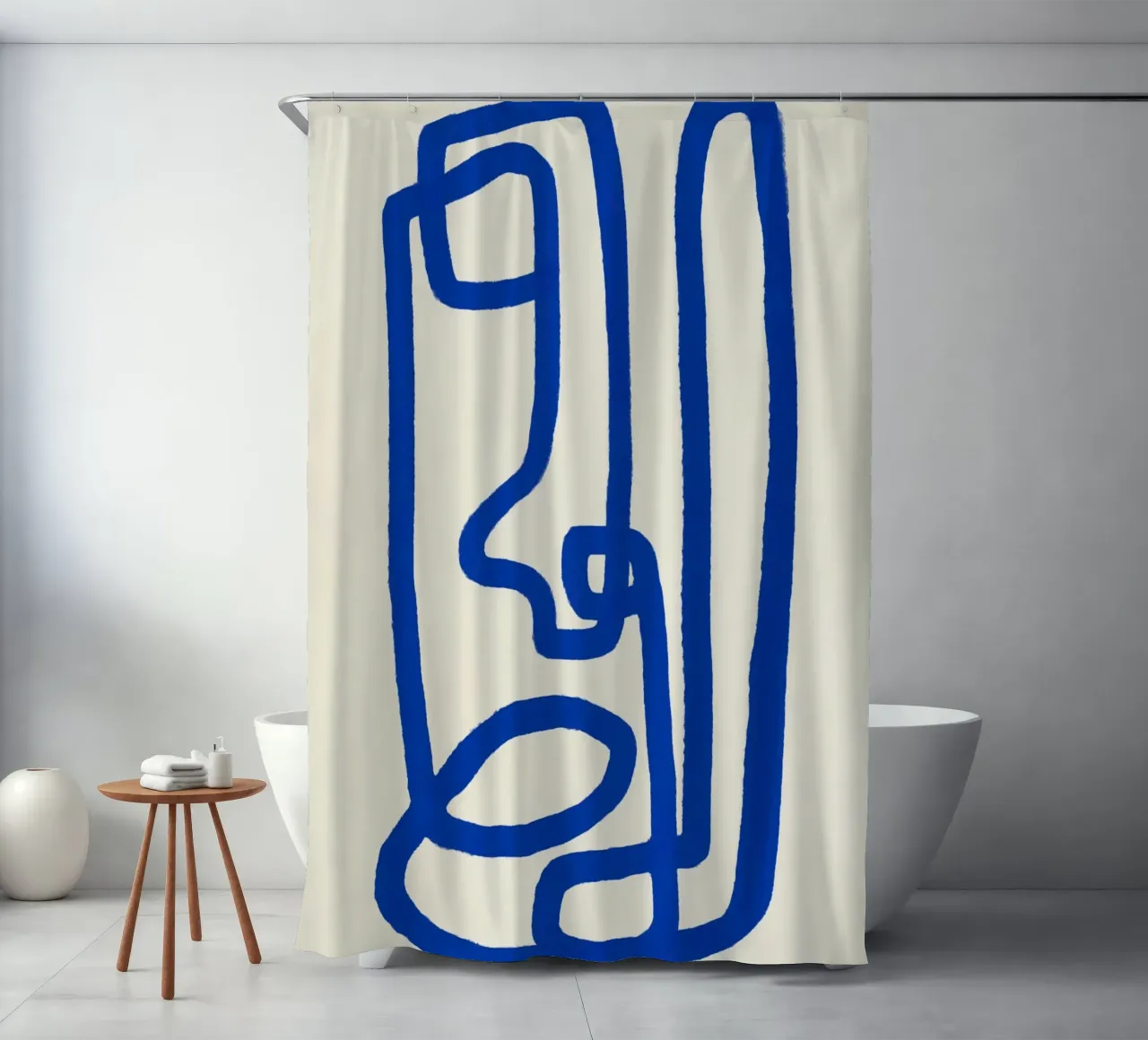 Blaue Linie Kunst 02 Duschvorhang von Little Dean