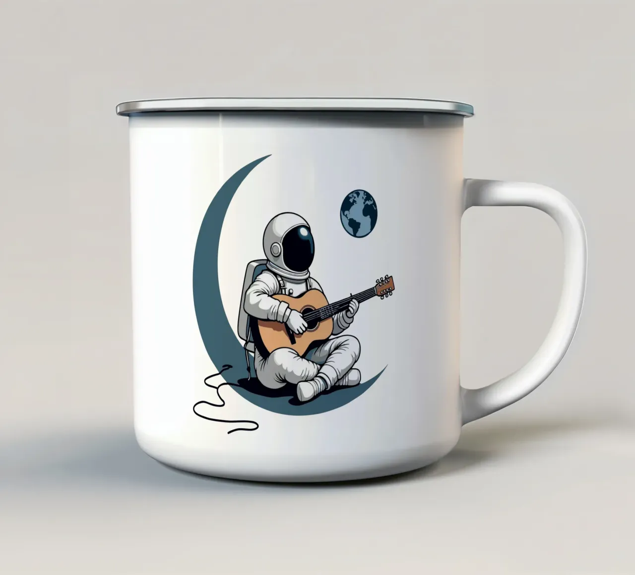 Chitarra astronauta lunare tazza in smalto da artdesign1985