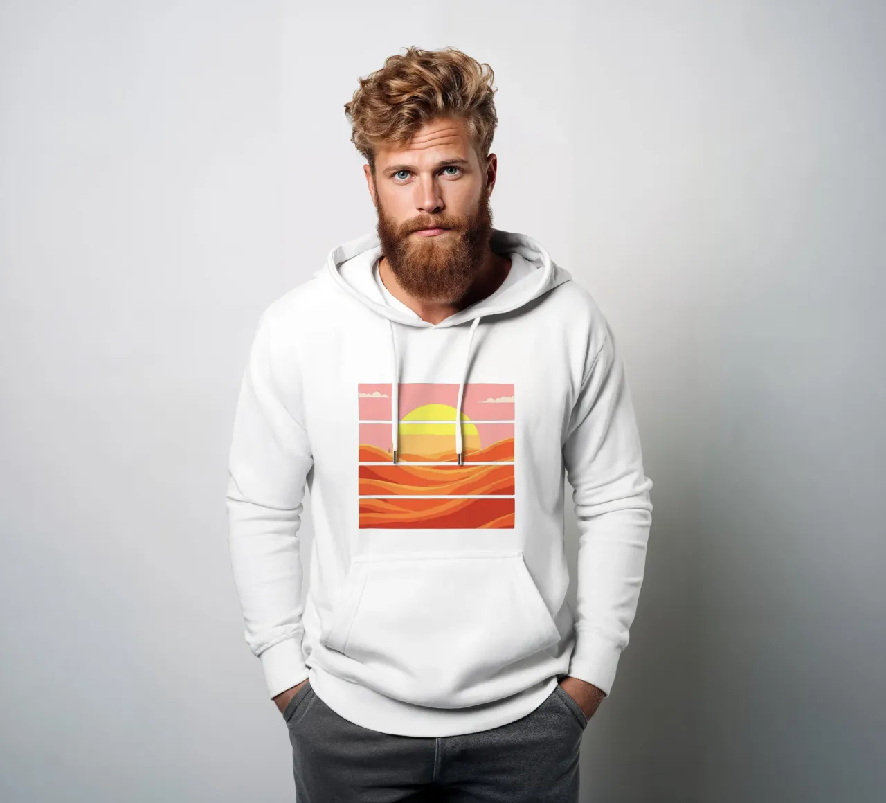 Orizzonte desertico minimalista felpa con cappuccio da artdesign1985
