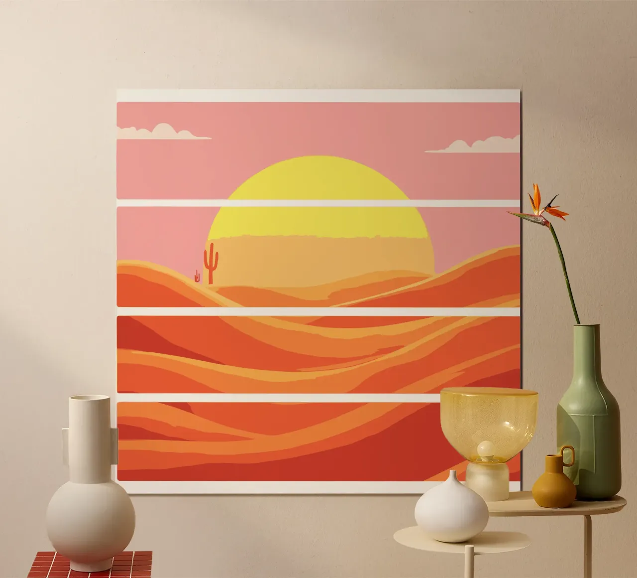 Orizzonte desertico minimalista poster con telaio in legno da artdesign1985